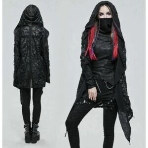 Devil Fashion Womens Gothic Grunge Jacket Cardigan‎ Sz 3XL Black Hooded Punk Emo